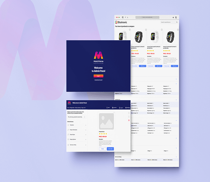 Preview of the white-label comparison platform